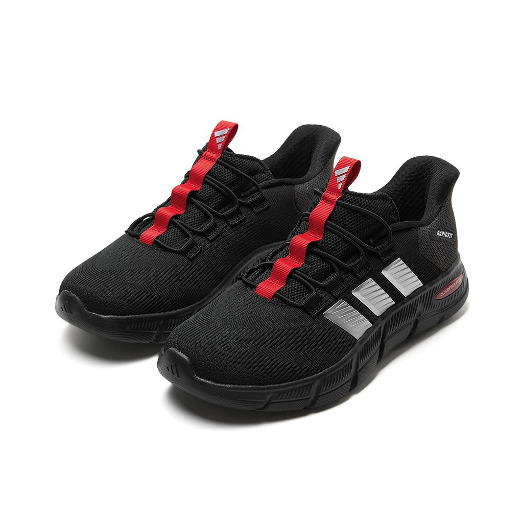 Adidas Cloudfoam Cushioning Breathable Lightweight Low top Walking Shoes Unisex Black Silver Red KJ5918