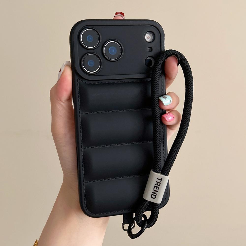 Wrist Strap Cord Down Jacket Silicone Case For For Iphone 17 16 1 14 13 12 11 Pro Max XR XS X 7 8 Plus Camera Protection Soft Cover