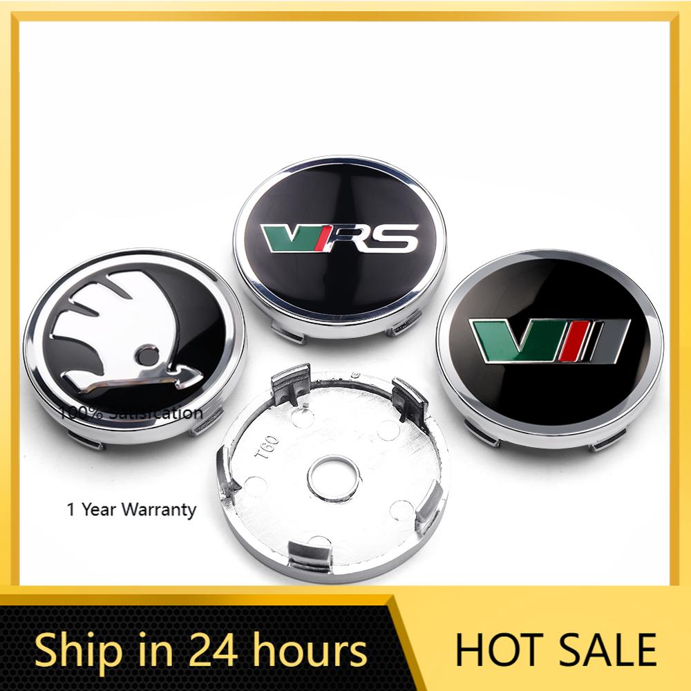 Autoaufkleber 2026 Heiß 4 Stück 56/60mm Auto Auto Radnabendeckel Abzeichen Aufkleber Radkappe Ersatz für Skoda VRS VII Rapid Octavia