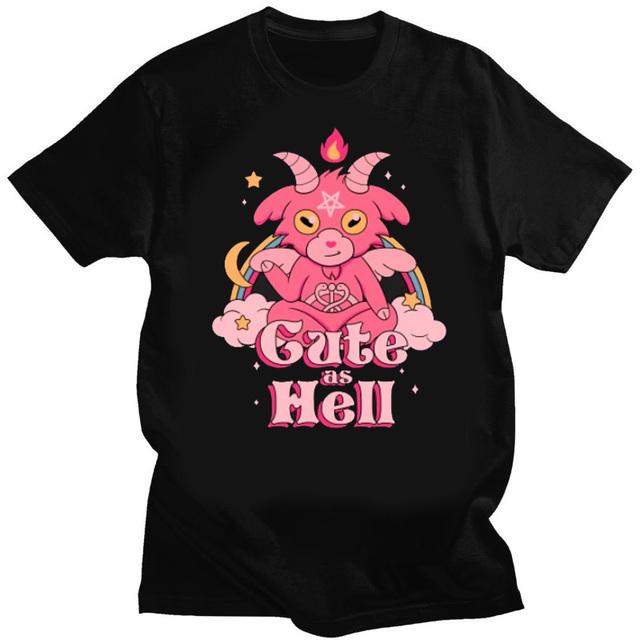 Kawaii Pastel Goth Cute Creepy Black Cat Tshirt Women Summer XS-4XL Tops Creative Pattern Personalized Street Tee Y2k