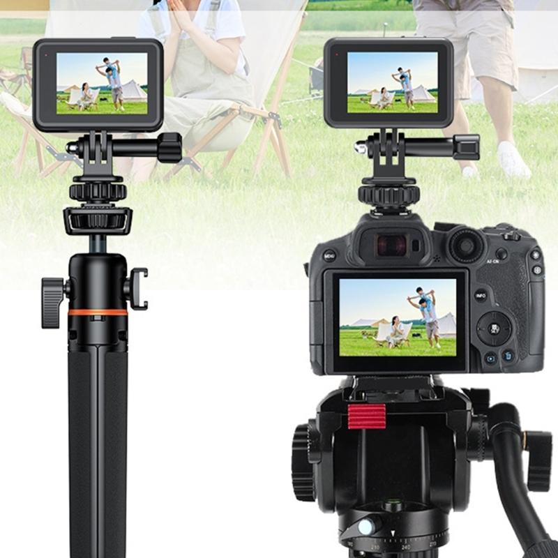 180°Adjustable Action Camera Mount Adapter For Tripod Monopod Selfies Stick With Universal 1/4Inch Thread Cold Shoe