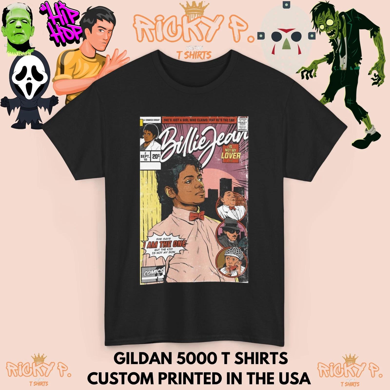 Michael Jackson Billie Jean Comic 100% Cotton T-shirt Mens Tees Top Unisex Heavy Cotton Tee M