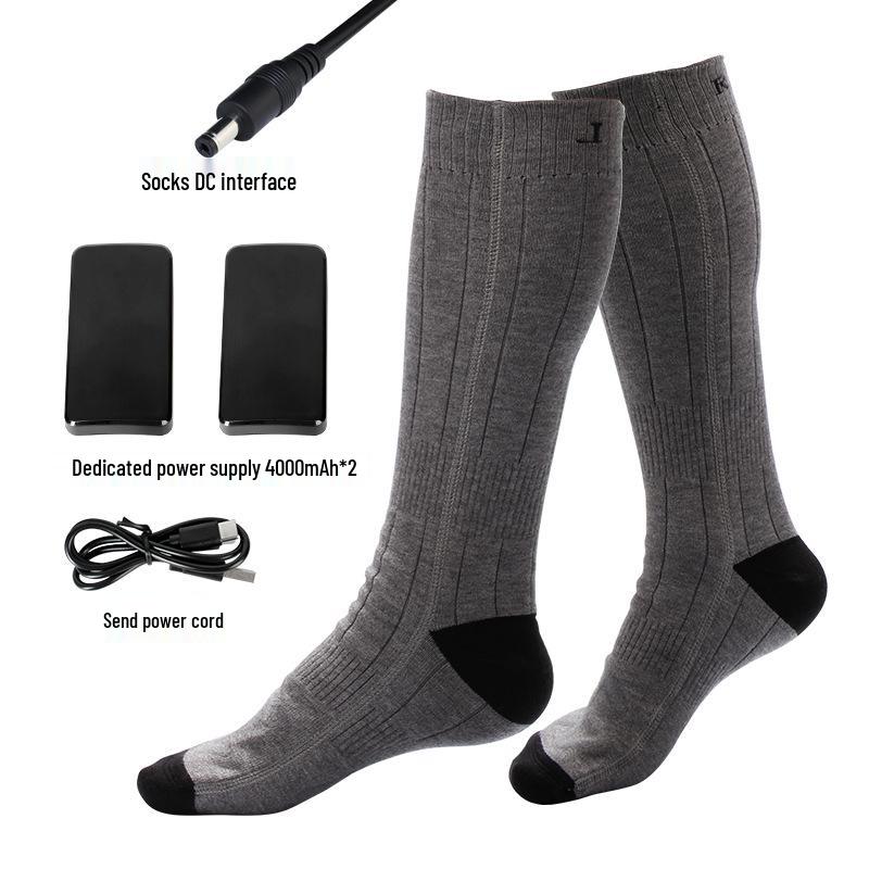 Kangluo Rechargeable Heated Socks: Smart USB Warmers for Unisex Outdoor Use in Autumn & Winter, Ideal for Elders.