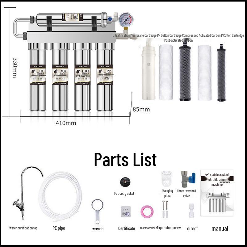 Five-Stage Stainless Steel Whole House Ultrafiltration Water Purifier for Direct Drinking