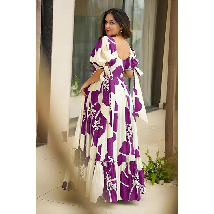 Women's Rayon Floral Printed Maxi Dress|One Piece for Women|Western Dress|Flared Dress for Women|Ankle Length Dress