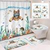 31Style 4Pcs Funny Shower Curtains Bathroom Curtain With Hooks Decor Waterproof Cat Dog 3d Bath 180*180cm Creative Personality Shower Curtain