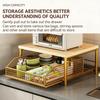 Modern Kitchen Microwave Stand Solid Wood and Metal Storage Shelf Sturdy Organizer for Space Saving Counter