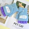 Children's Velvet Thickened Knitted Gloves: Warm, Finger-Accessible, Cartoon Design for Autumn/Winter