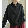 Stand Collar Half Zip Sweatshirt Women Autumn Winter Outerwear Long Sleeve Pullover Casual Loose Plus Size Womenswear