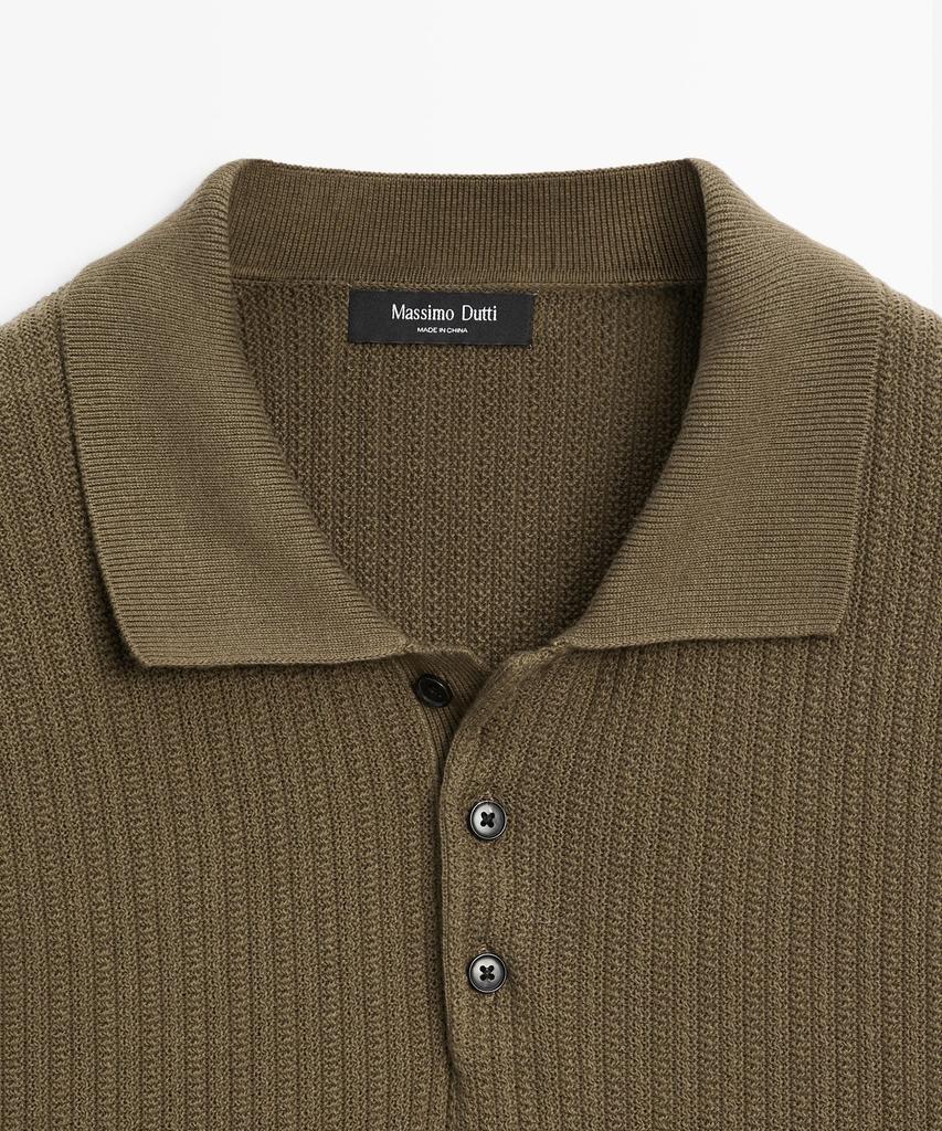 Masimodutti 100% Cotton Textured Knit Jersey Polo
