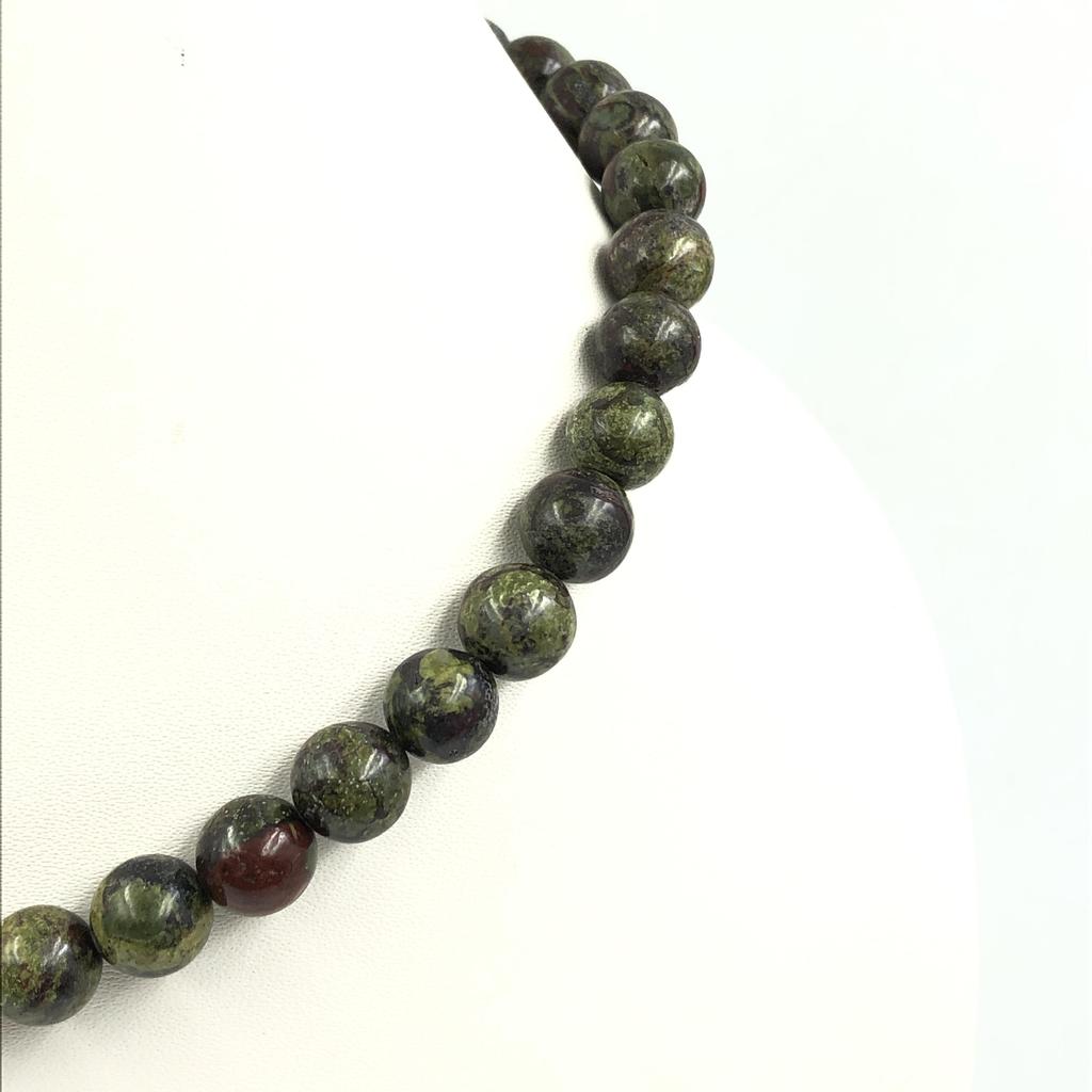 8mm Natural Dragon Bloodstone Gemstone Round Beads Jewelry Handmade Elegant Necklace 17-20" For Women 8BN-50