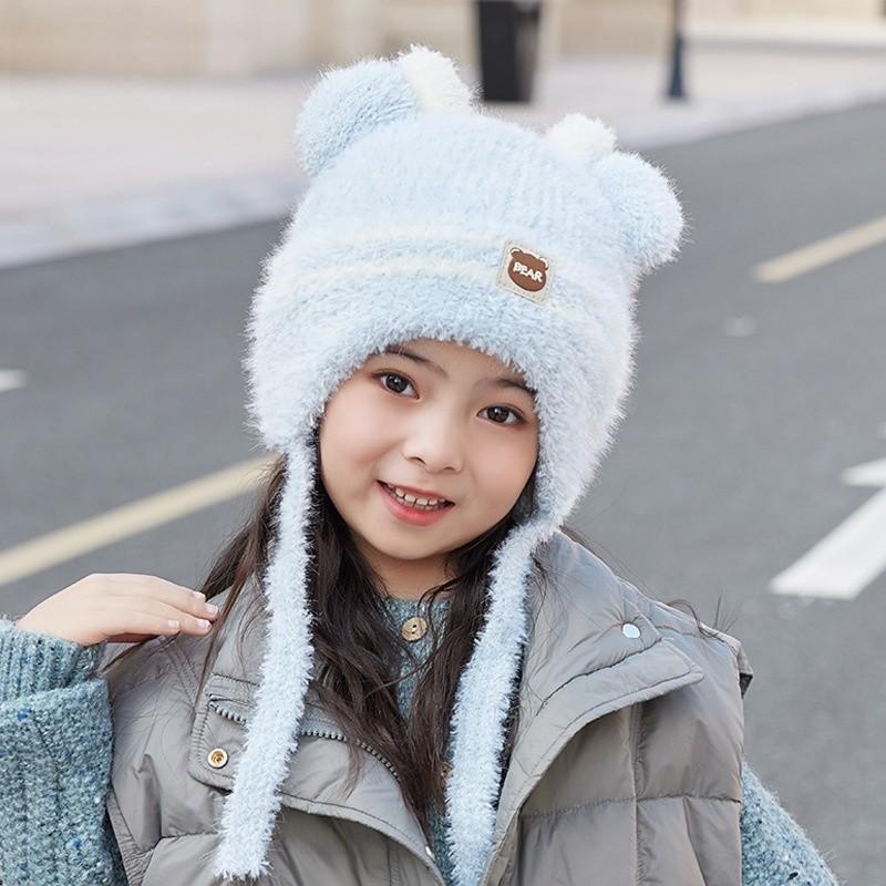 Kinder Strick Bärenmütze mit Wärme- und Winddicht-Eigenschaften für Winter-Outdoor-Spiel