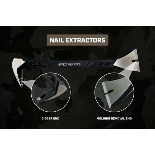 Spec Ops SPEC-D11MOLD Tools 11" Molding Pry Bar Nail Puller Cats Paw, High-Carbon Steel, Black