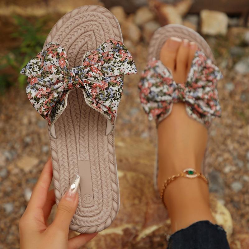 Fashion Summer Ladies Slippers 2025 High Quality Versatile Fashion Women's Shoes Casual Bow Open Toe Flat Slippers Flip Flops Women