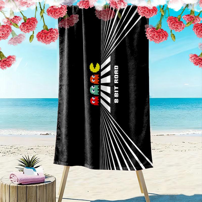 Pac-Man Print Beach Towel, Large Soft Quick Dry Towel for Beach Camping Swimming