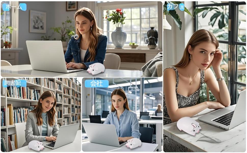 Wireless Mouse with Pig Dual Character 1200 Includes Japanese Instruction Compatible with and Desktops Design, 2.4GHz Bluetooth, Modes, 3-Button,