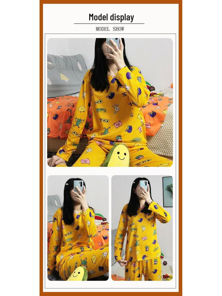 Santa Claus Pajama Set - Crew Neck, Long Sleeve, Sweet & Cute Style, Skin-Friendly Homewear for Dorms