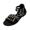 Women's Flat Sandals with Ankle Tie Straps and Pearl Embellishments Vintage Style Open Toe Summer Footwear for Casual Wear