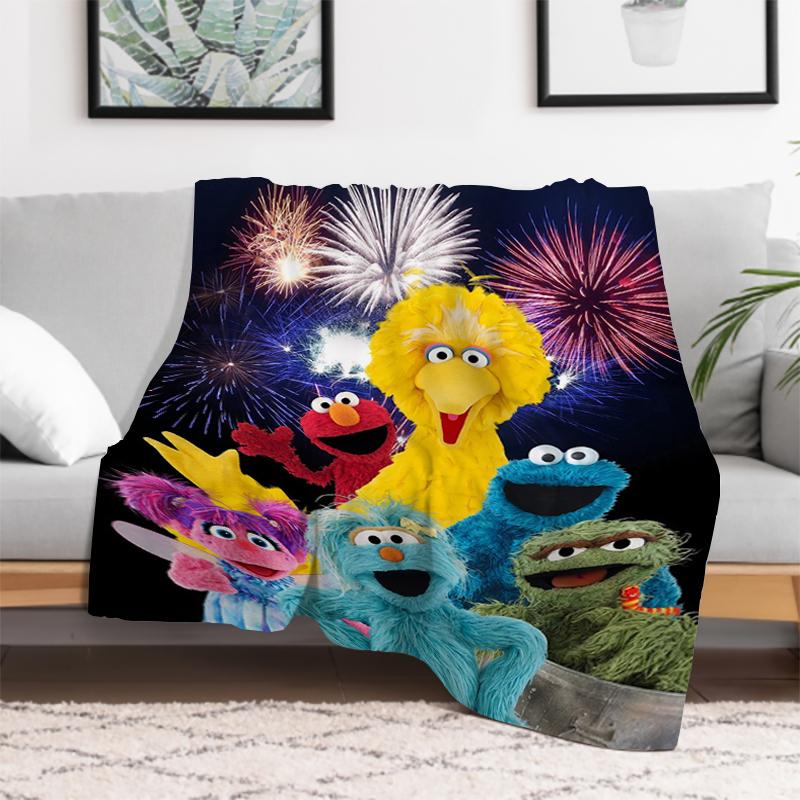 Kid's Blanket Cute Cartoon S-Sesame S-Street Fluffy Soft Blankets for Decorative Sofa Furry Winter Warm Throw & Throws Bed Anime