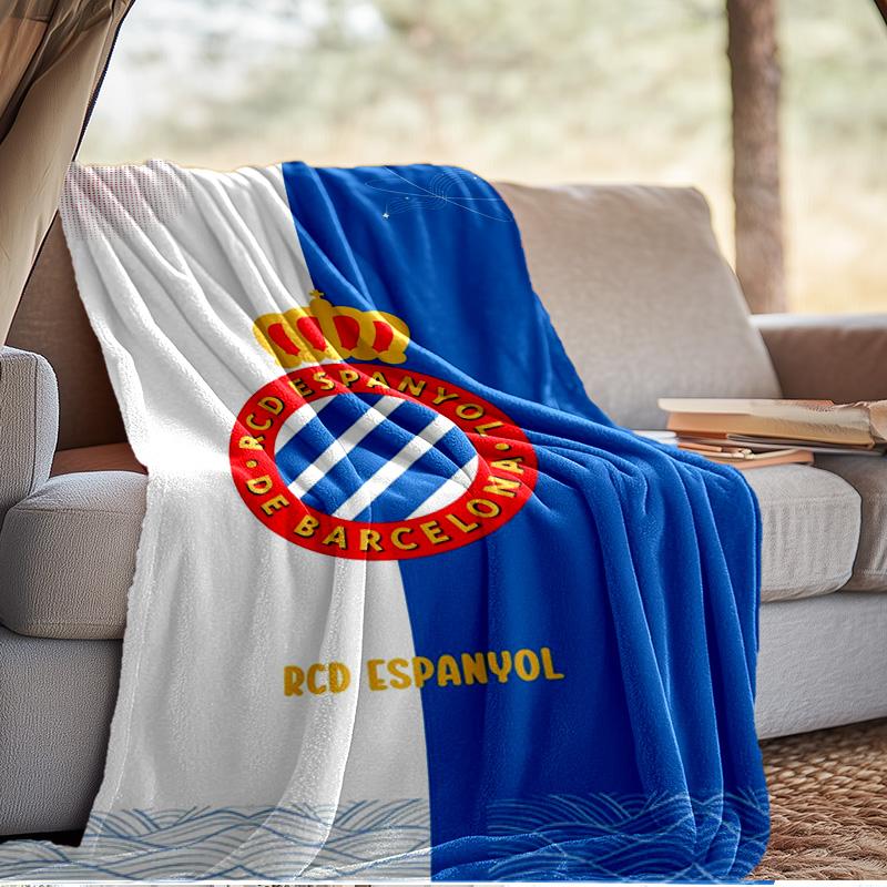 Real Sociedad Logo Ontwerp Deken Outdoor Flanellen Deken voor Kamperen, Wandelen, Tuinfeesten, Picknick Benodigdheden, cadeau voor familie en vrienden