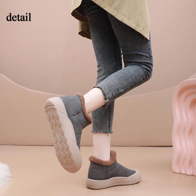 Ladies Winter Platform Snow Boots Anti Slip Warm Faux Fur Lining Ankle Booties Casual PU Leather Comfortable Fuzzy Walking Short Boots