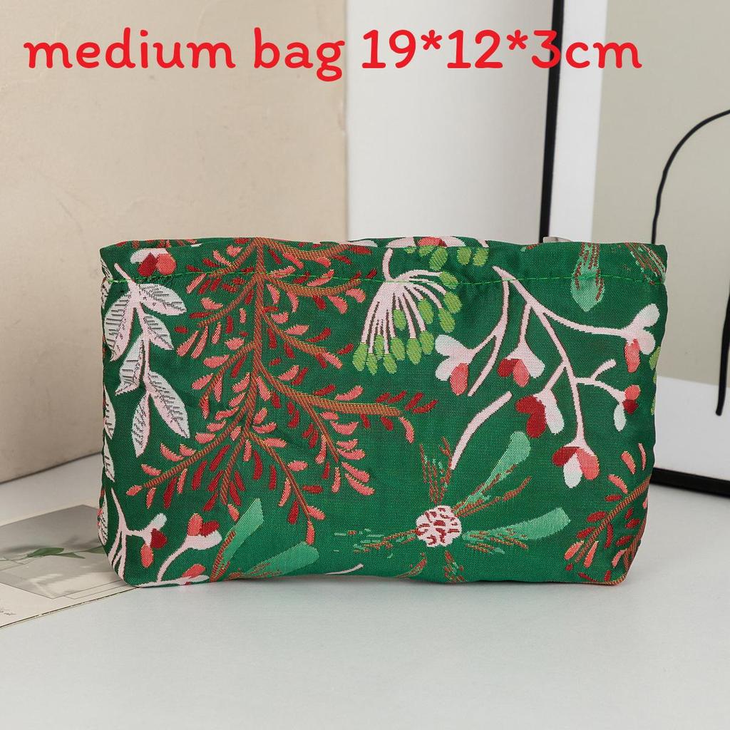 Mushroom Embroidered Makeup Bag With Zipper For Travel And Daily Use