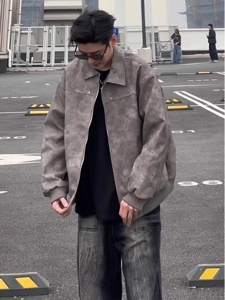 Men's Retro PU Leather Rivet Baseball Jacket - Meilade Spring & Autumn Style Couple Outerwear.