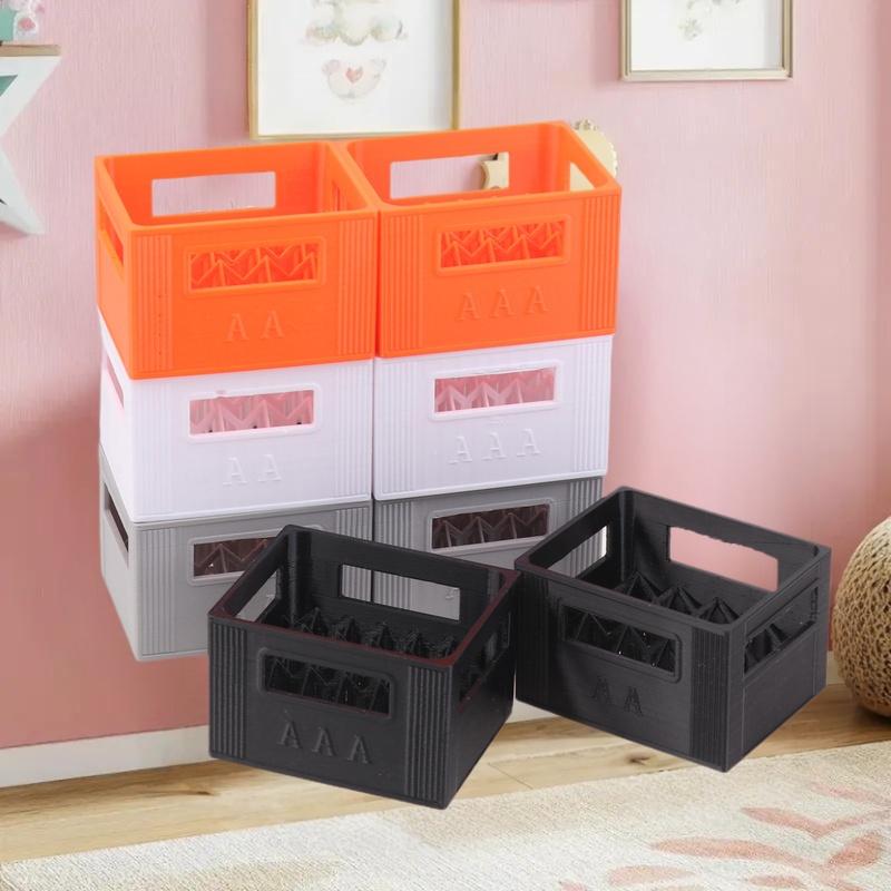 {Summer2} 3D Printed Mini Beer Crate Style Battery Storage Case AA/AAA Batteries Stackable Basket Home Office Decor Ornament