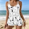 Women's Swimwear Tankini 2 Piece Swimsuit Vertical Ink Splatter Vacation Bathing Suits