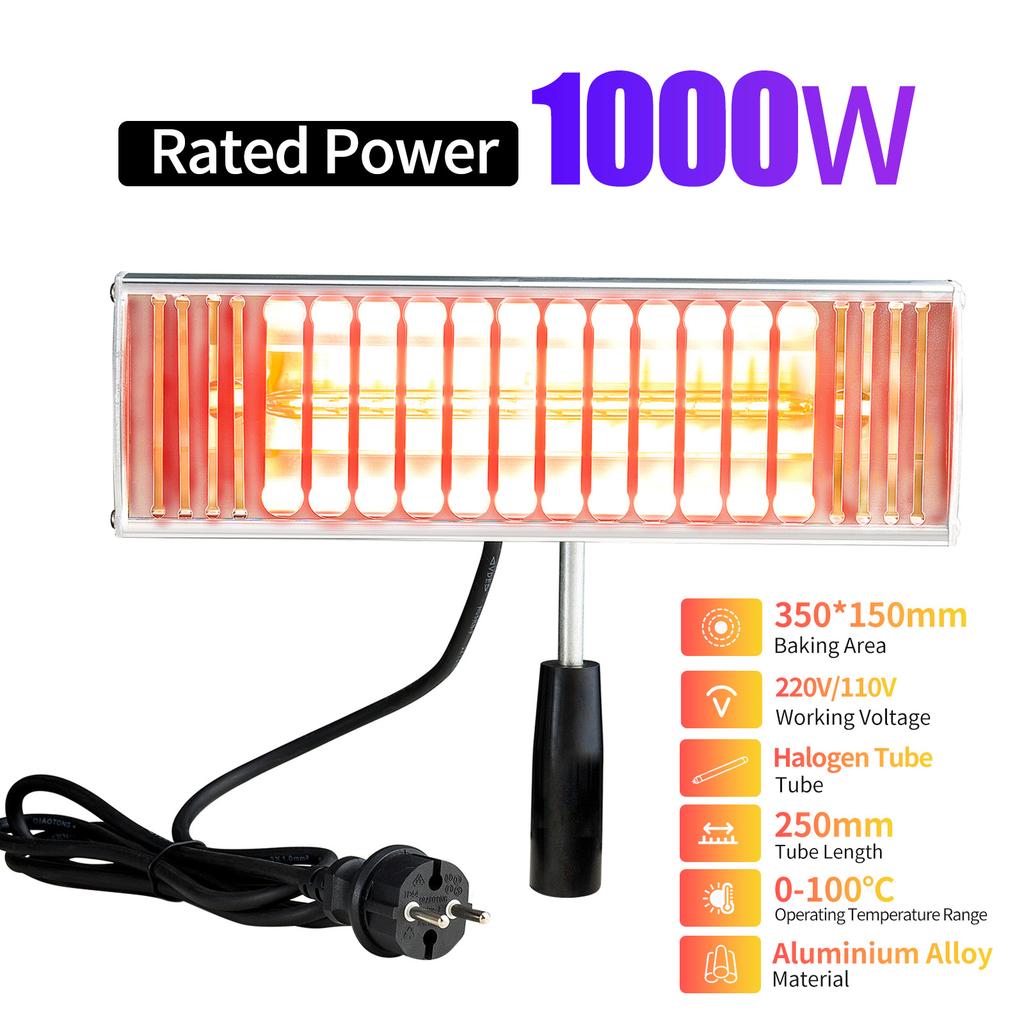 DATOUBOSS Portable Infrared Paint Curing Lamp 1000w Handheld Shortwave Infrared Heating Light Car Body Repair Tool
