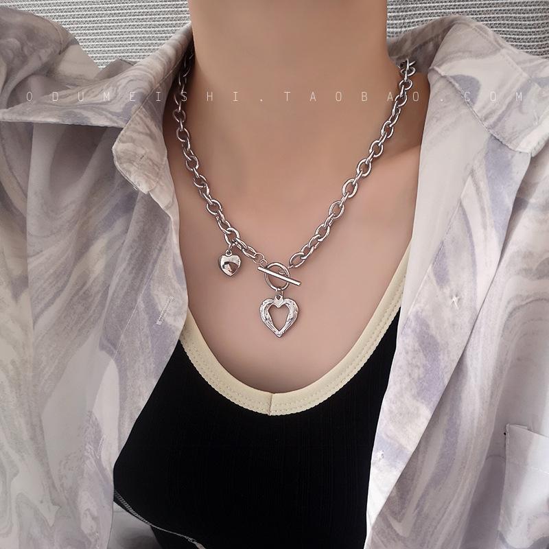 Spice Girls Sweet Cool Cosmic Opal Artificial Pearl Necklace Female Tide Double Layer Stacked Wearing Love Hip Hop Collarbone Chain