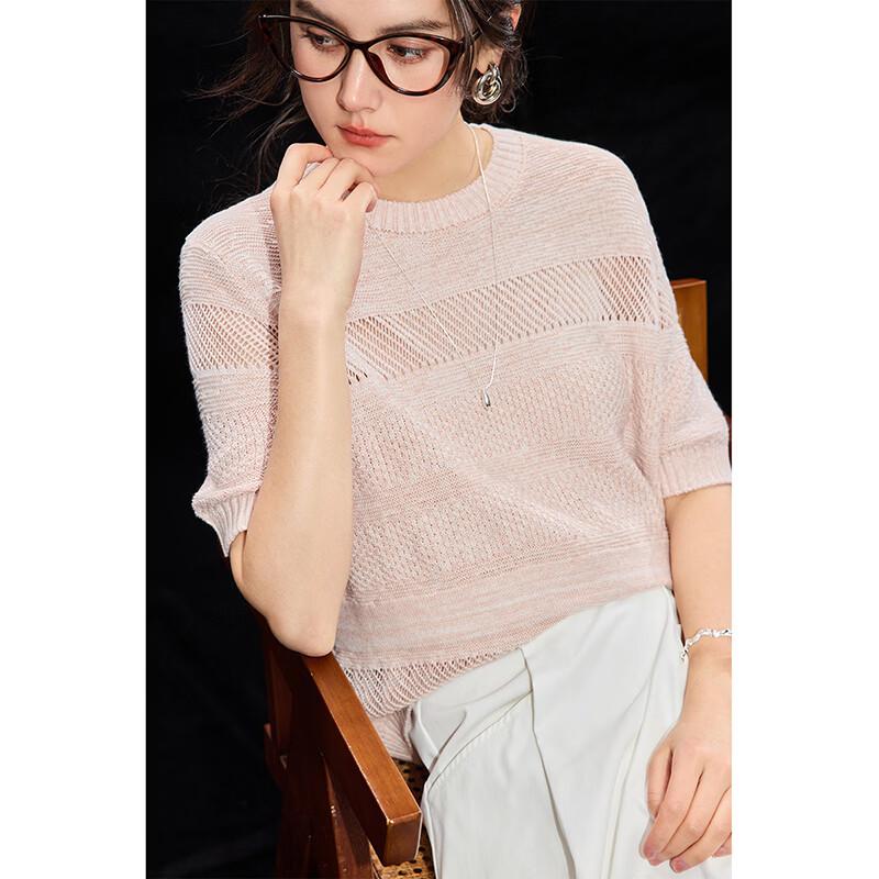 Wudao French Style Tencel Blend Knit Short-Sleeve T-Shirt M