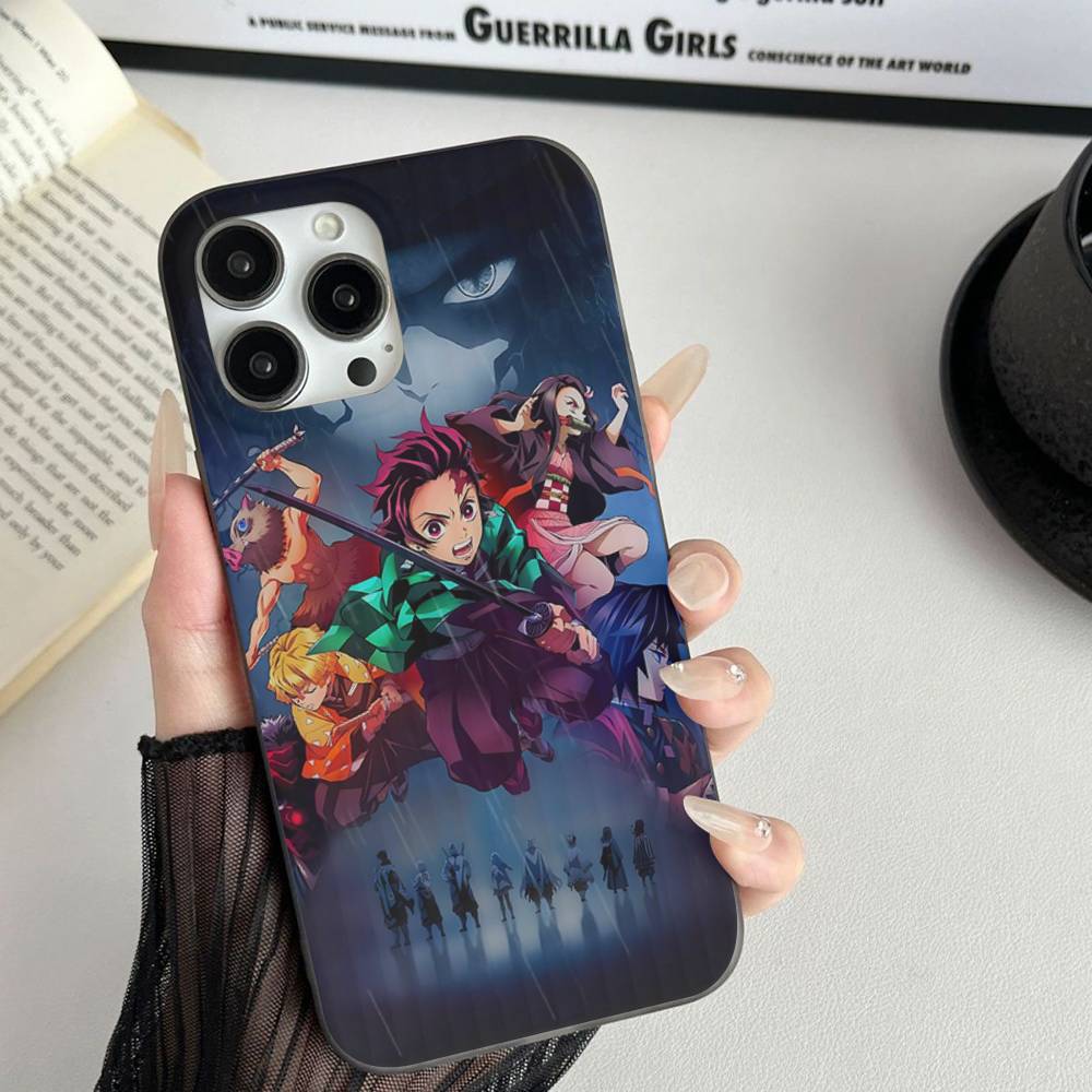 Japanese Anime D-Demon S-Slayer Phone Case For IPhone 17 16 15 11 12 13 14 Pro Max Soft Corrugated Silicone Cover Case
