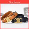 Color Solid Fashionable Gold Buckle Design Women Double Layer Cowhide Belt