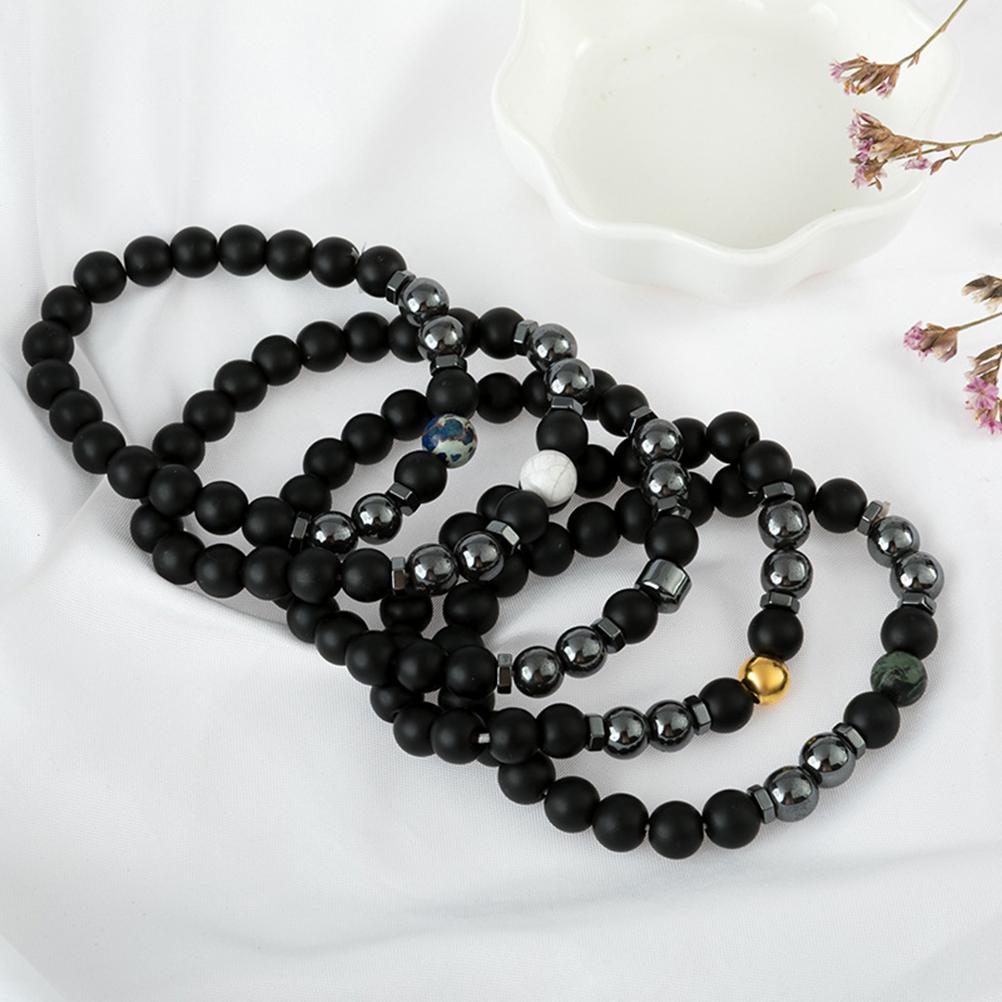 5Pcs Anti Swelling Black Obsidian Anklet Magnetic Therapy Bracelet Adjustable Weight Loss Magnet Anklet for Men Women