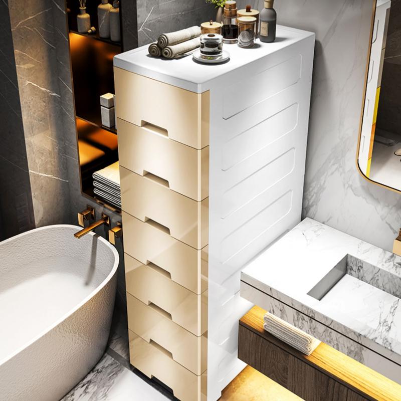 Narrow Gap Storage Cabinet, Compact Plastic Multi-Drawer Organizer with Multi-Layer Design, Space-Saving Shelf Rack for Bathroom