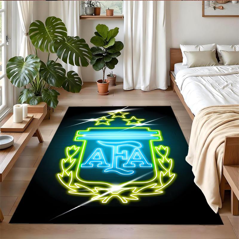Anti‑Slip Crystal Velvet Floor Rug, Argentina National Team Design Carpet for Indoor Living Bedroom Home Decoration