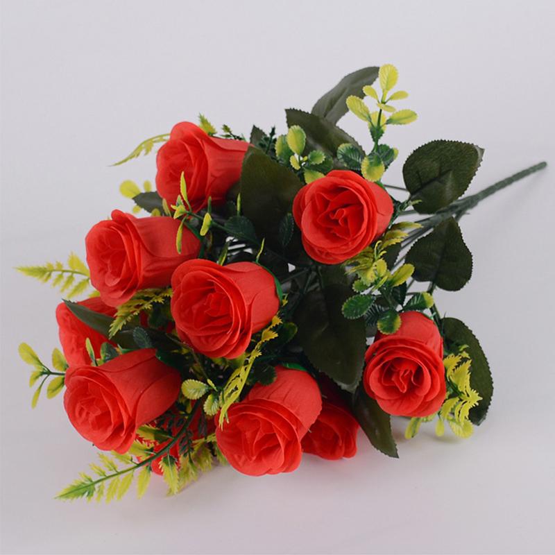 43cm Rose Silk Bouquet Rose Artificial Flowers 12 Heads Bridal Wedding Home Party Decoration Fake Flowers Artificial Flowers
