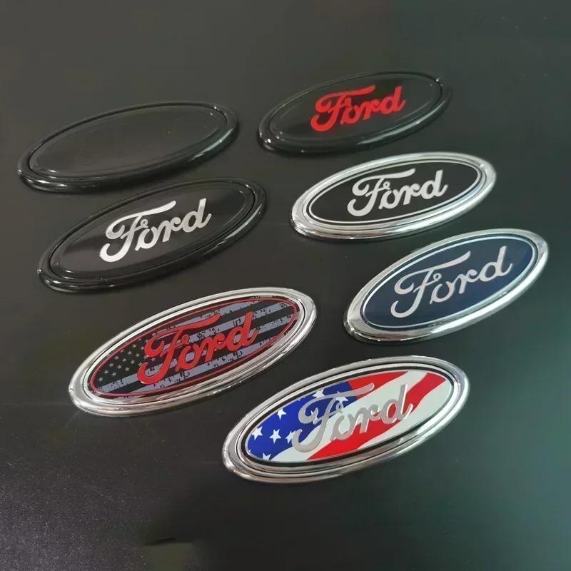hrkqj5 ABS Car Front Hood Logo Emblem for Ford Mondeo MK4 MK3 MK2 Focus ST Line Fiesta Kuga Transit Escape Rear Trunk Badge Cover Decal