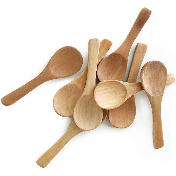 30 Pieces Small Wooden Spoons, Short Handle Mini Condiments Salt Spoons Nature Wooden Honey Teaspoon Coffee Tea Jam Mustard Ice Cream Milk Powder