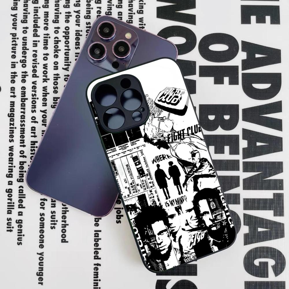 Fight Club Movie Phone Case for Iphone 17 16 15 14 12 11 13 Pro Max Mini X Air Puls Black Glass Cover