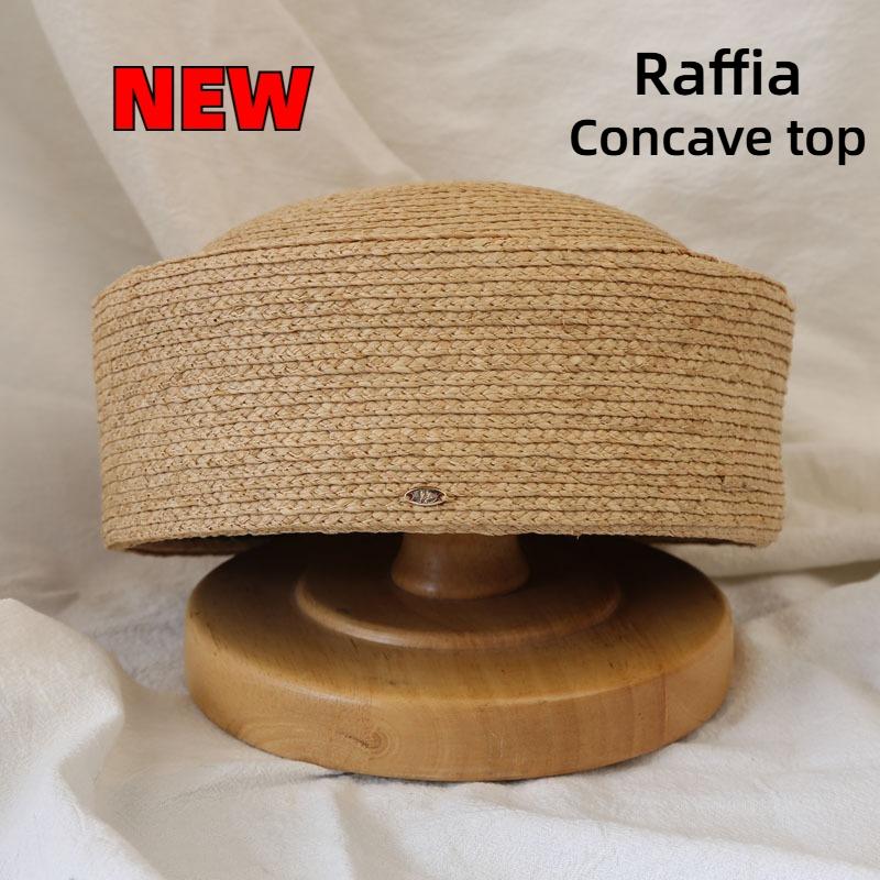 2026 New Natural 100% Raffia Fedoras Berets Hat Women Summer French Retro Dome Top Pillbox Hat Females Vacation Beach Straw Hat