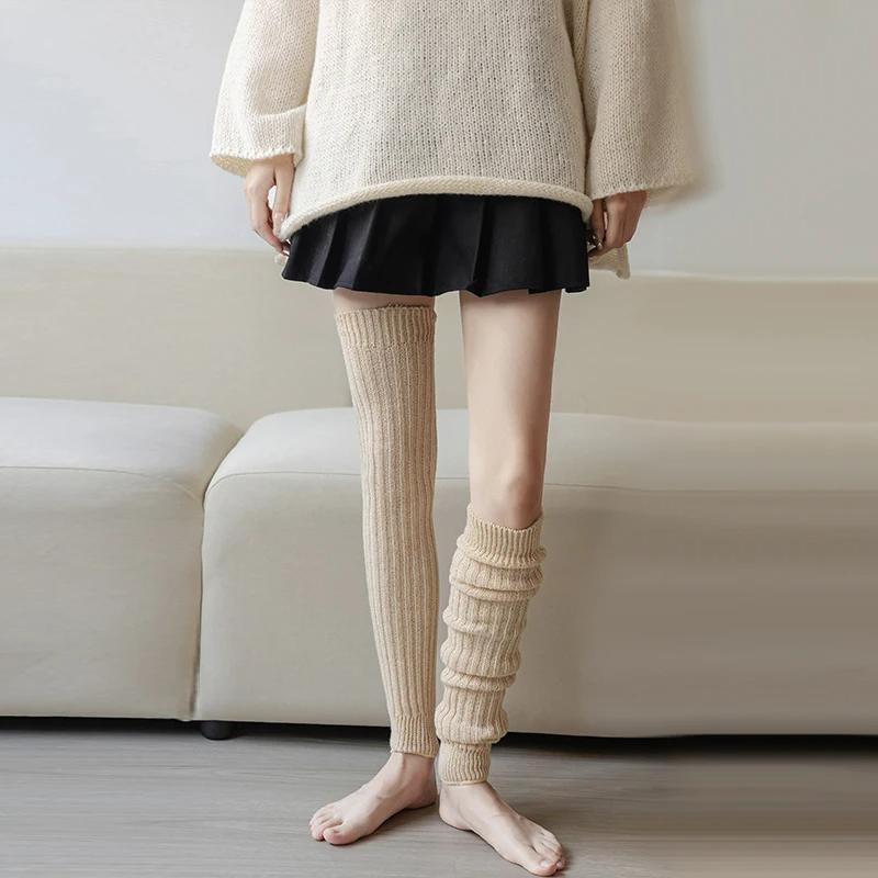 Autumn/Winter Leg Warmers Thigh High Socks Over Knee Footless Socks Knitted Long Boot Cuffs Topper Socks For Women