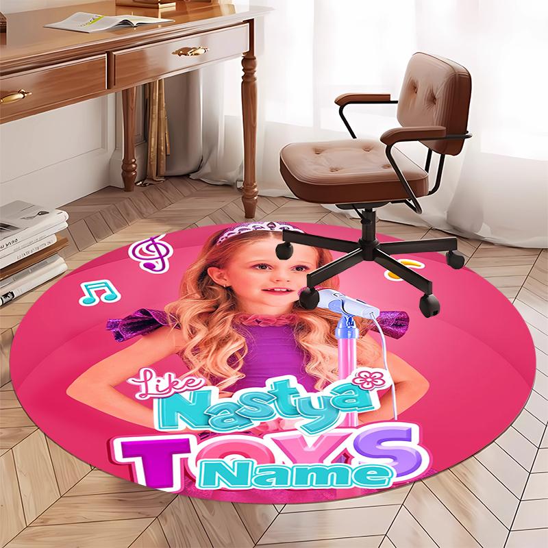 Custom Name Like Nastya Printed Round Rug Carpet Chair Rug Area Rug Entryway Doormats,for Office Chair Living Room Bedroom Kitchen Room.