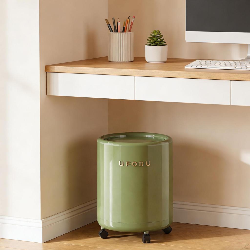 Trash Can with Wheels and Lid Multifunctional Creative Garbage Bin Waste Basket for Home Bedroom