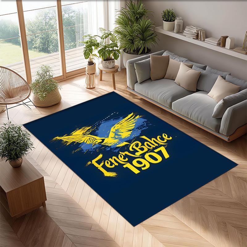 Fenerbahce Printed Flannel Area Rug Non Slip Soft Polyester Floor Carpet Indoor Decor Mat for Bedroom Living Room Sofa