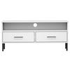 TV Stand OSLO with Metal Legs White Solid Pine Wood