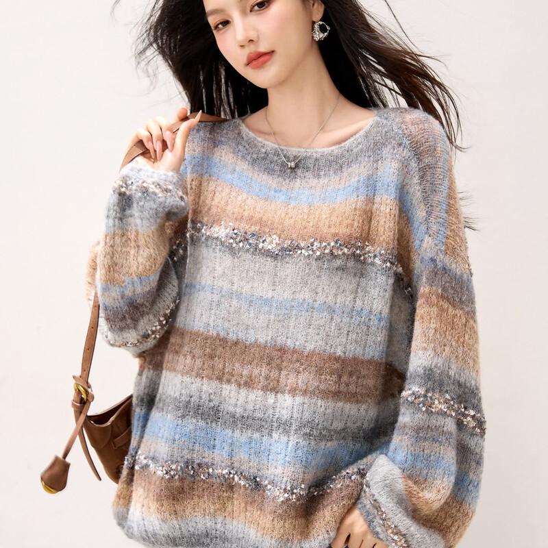 La Chapelle Mohair Blend V-Neck Knit Sweater