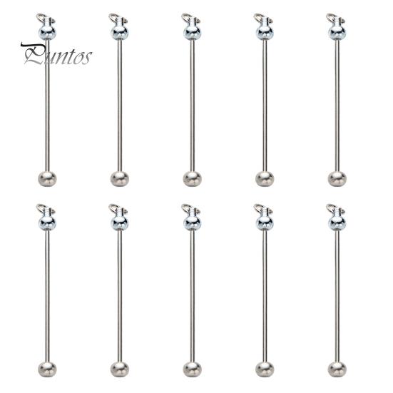 

10 шт., брелок с градиентом цвета из бисера, металлические стержни, звенья для проектов «сделай сам», кулон, аксессуары для изготовления ювелирных изделий серебряный