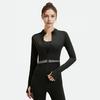 Women's Workout Jacket Full Zip Up Cropped Yoga Jacket Long Sleeve Slim Fit Athletic Top